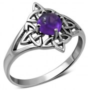 Amethyst Celtic Knot Silver Ring, r441